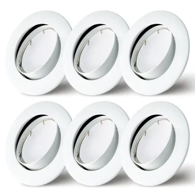Produktbild von 6er Set Einbaustrahler Perlsilber Ø75mm Lochbohrung mit LED Modul 5 Watt 400 Lumen Warmweiß 2700K ultra flach 30mm schwenkbar