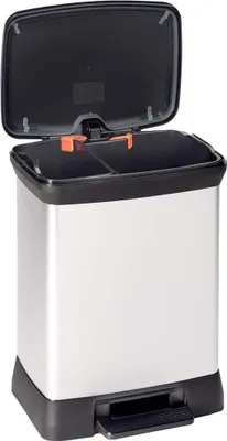 Produktbild von Stilvolle Abfallton Schwarz/Silber Metallic - 30L mit Pedal und Sackhalter