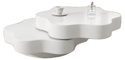 Image de Table basse, plateau pivotant à 360°, capacité de charge de 30 kg, pied blanc en forme de fleur