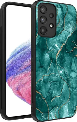 Produktbild von Smartphonica Handytasche für Samsung Galaxy A53 5G mit Marmordruck - TPU Rückseite Fall Marmor Design - Gold Grün