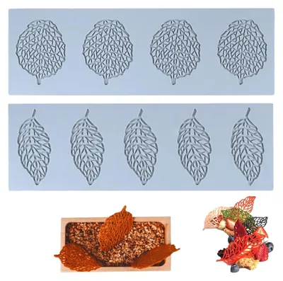 Imagen del producto de Solidchoice - 2 moldes de silicona para decoración de pasteles con forma de hojas