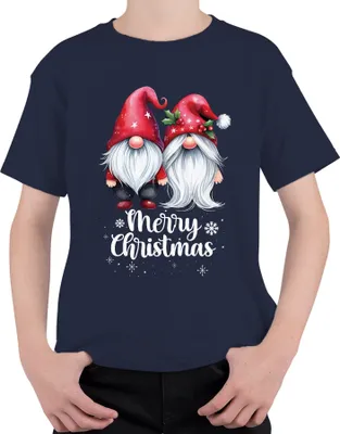 Produktbild von Merry Christmas Gnome Elfen Wichtel Pärchen - Weihnachten Weihnachtsgeschenk Christmas Uni Kinder T-Shirt, Navy, 116