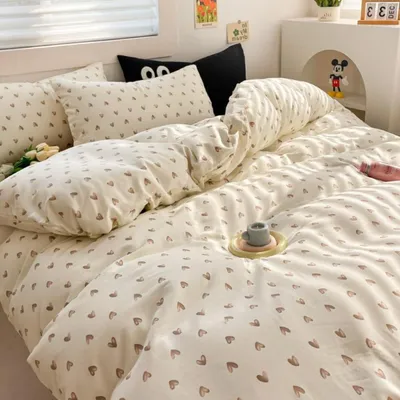 Produktbild von Bettwäsche-Set 2-teilig 155x220cm Herzen Beige Braun Mikrofaser