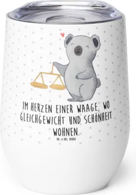 Produktbild von Mr. & Mrs. Panda thermosbecher Waage Astrologie - Weiß - Geschenk, Thermobecher, Sternzeichen, Thermo Becher, Edelstahlbecher, Tierkreiszeichen, Geburtstagsgeschenk