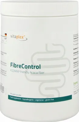 A white plastic container of dietary fiber supplement.