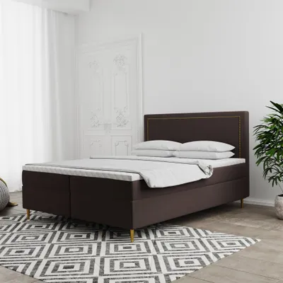 Produktbild von Boxspringbett Schlafzimmerbett LUCIEN 120x200cm in Stoff Soro Braun