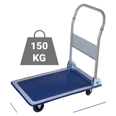 Produktbild von Plattformwagen klappbar mit 150 kg Tragkraft, Gummibereifung, Anti-Rutschbeschichtung, Lenkrollen & gummierte Kanten - Transportwagen Plattenwagen