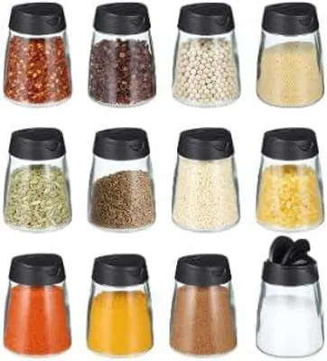 Immagine prodotto di Barattoli per spezie da 150 ml, confezione da 12 pezzi, con doppio coperchio, ideali per la cucina