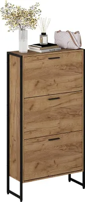 Produktbild von Schuhkipper Vicco Folda Goldkraft Eiche/Schwarz 63 x 119 cm mit 3 Kippfächern, Model 57361