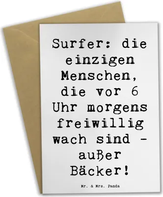 Produktbild von Mr. & Mrs. Panda Glückwunschkarte Spruch Surfen Frühaufsteher - Weiß - Geschenk, vatertagskarte, osterkarte, Sportler Geschenke, Wellenreiten, hochzeitskarten, Grußkarten