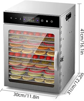 Immagine prodotto di Essiccatore alimentare con 12 vassoi, potenza di 800 watt e temperatura regolabile da 30 a 90 gradi