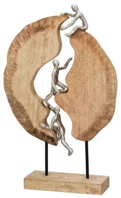 Productafbeelding van Gilde sculptuur, "Hoog Boven," aluminium, mangohout, natuurlijke kleuren, verpakkingseenheid 1, lengte 9 cm, breedte 35 cm, hoogte 36 cm. Artikelnummer: 84300 4063387843000