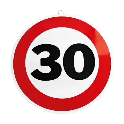 Produktbild von Metallschild mit Verkehrszeichen als Dekoration zum 30. Geburtstag