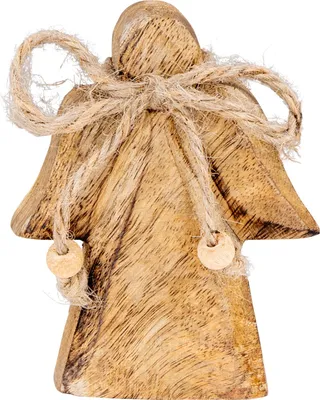Produktbild von Engelfigur H10cm Mangoholz Natur Glücksbringer Tischdeko Schutzengel Geschenk