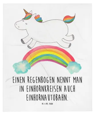 Produktbild von Mr. & Mrs. Panda Babydecke Einhorn Regenbogen - Weiß - Geschenk, Einhornpower, Unicorn, Plaid, Erwachsenwerden, Fleecedecke, Schlummerdecke, Glitzer, Kinderdecke