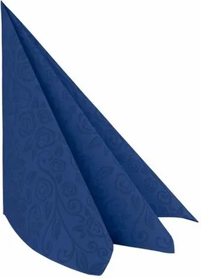 Produktbild von 50x Servietten Airlaid 40x40cm 1/4 -Falz mit Rosenmuster dunkelblau