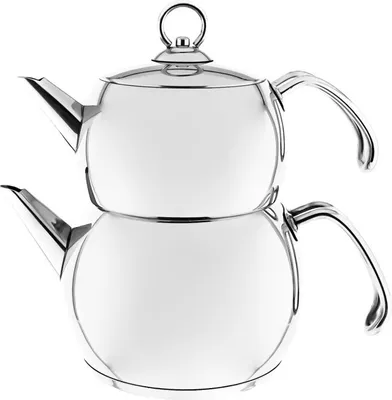 Zdjęcie produktu dla Zestaw do parzenia herbaty ze stali nierdzewnej Schäfer 2,0 l + 1,0 l - czajniki do wszystkich rodzajów kuchenek Metalowe uchwyty