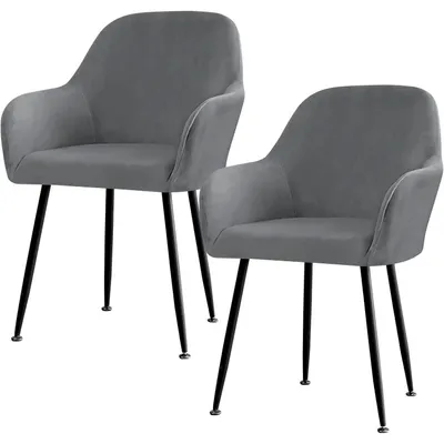 Productafbeelding van Set van 2 stoelhoezen met armleuningen, fluweel, elastisch, afneembaar, geschikt voor eetkamerstoelen