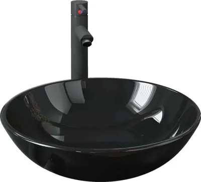 Produktbild von vidaXL Badezimmer Waschbecken mit Wasserhahn Ablaufgarnitur Schwarz