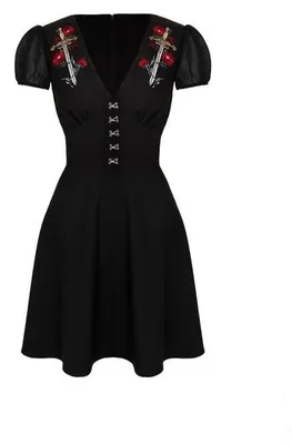 Produktbild von Hell Bunny Kurzes Kleid Damen Elyse Dress schwarz XL