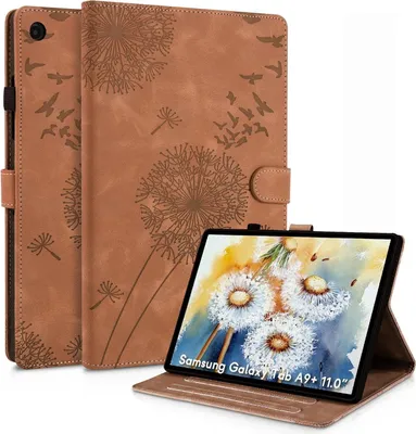Image de Samsung Galaxy Tab A9+ Housse Pissenlit Marron Cuir synthétique Flip Case 11 pouces SM-X210/X215/X216