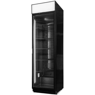 Produktbild von NEI SC40DMB Gastro-Flaschenkühlschrank Schwarz | 385L Gewerbekühlschrank mit LED-Beleuchtung, , Höhe 202 cm – Professionelle Vitrine