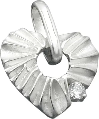 Produktbild von Anhänger Kettenanhänger, Herz mit weißem Zirkonia, 925 Silber Damen