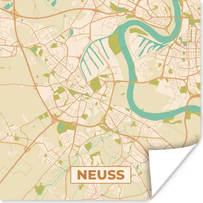 Produktbild von MuchoWow® Poster Neuss - Karte - Vintage - Stadtplan 75x75 cm - Wand Dekoration