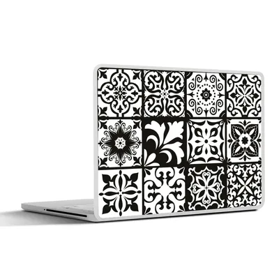 Produktbild von MuchoWow® Laptop Aufkleber Sticker Cover Muster - Schwarz - Weiß - Blumen - Abstrakt 32.5x23.5 cm - Sticker für Laptop - Selbstklebend