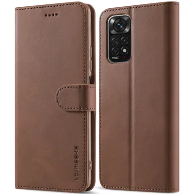 Obrázek produktu pro Pouzdro pro Xiaomi Redmi Note 11 Pro 5G/4G, kožené flipové pouzdro s magnetickým uzávěrem a stojánkem, ochranné pouzdro Hnědý
