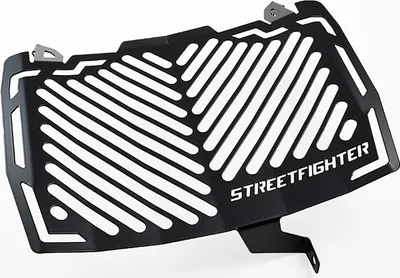 Produktbild von ZIEGER Kühlerabdeckung kompatibel mit Ducati Streetfighter 848 Design Logo oben schwarz