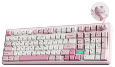 Obrázok produktu pre Mechanická klávesnica, ružová farba - rozloženie 96 kláves s numerickou klávesnicou - RGB podsvietenie
