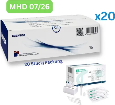 Zdjęcie produktu dla HighTop RSV & Influenza A/B +   kombinacja szybkich testów 4w1 | autotest dla laików 400 sztuk BBD 07/26 | 20 x 20-pak | ID: 2099 | BEZPŁATNE testy parahealth (5 sztuk, BBD 12/25)
