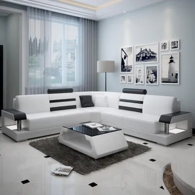 Produktbild von Designer Sofa Couch Ecksofa Leder Textil Polster Garnitur Wohnlandschaft L Form