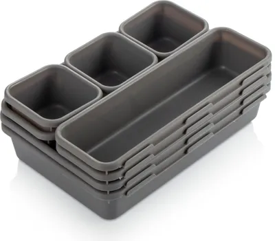 Produktbild von com-four® 8-teiliges Set Aufbewahrungsboxen - Schubladen-Organizer in 3 Größen - Aufbewahrungsbox für Schublade, Regal und Schrank
