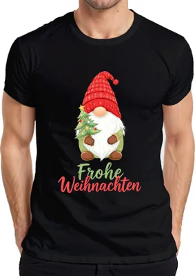 Produktbild von Frohe Weihnachten Wichtel Weihnachtsgnom Weihnachtsbaum Niedlich Herren T-Shirt, Schwarz, 3XL
