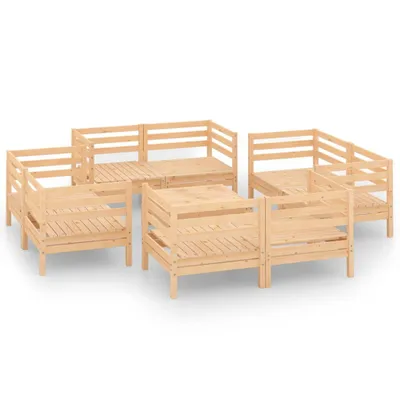 Image de ensemble de salon de jardin 9 pièces en pin massif