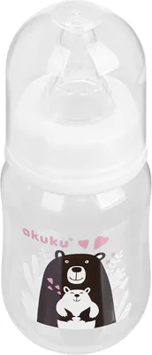 Immagine prodotto di Biberon di plastica Akuku, Teddy 125ml - bianco