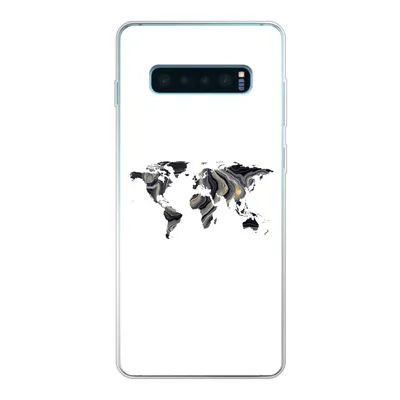 Produktbild von MuchoWow® Handyhülle Schutzhülle Hülle für Samsung Galaxy S10 Lite Weltkarte - Gold - Linie Silikon Softcase Handy Hülle - Schutz