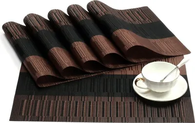 Produktbild von 6er Set Platzsets 30x45cm Platzdeckchen Rutschfest Abwaschbar Tischmatten PVC Abgrifffeste Hitzebest?ndig Tischsets, Platz-Matten fš¹r kš¹che