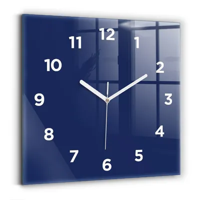 Produktbild von Wallfluent Wanduhr – Stilles Quarzuhrwerk - Uhr Dekoration Wohnzimmer Schlafzimmer Küche - Zifferblatt - weiße Zeiger - 30x30 cm - Marineblau
