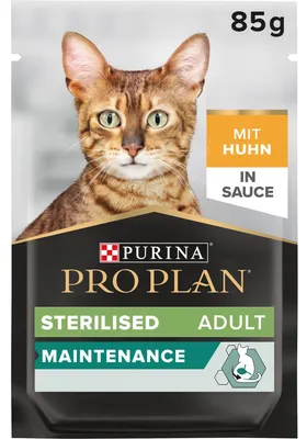 Produktbild von PRO PLAN Sterilised, Katzenfutter nass, mit Huhn, 26 x 85g – Single