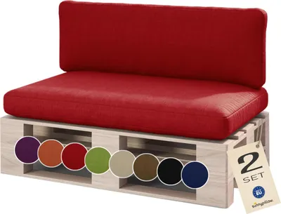 Produktbild von sunnypillow Palettenkissen für Palettenmöbel - 2er Set - Palettenauflage für Palettensofa für Haus Garten - Palettenpolster mit abnehmbarem Bezug für Europaletten - Rückenkissen & Sitzkissen Rot