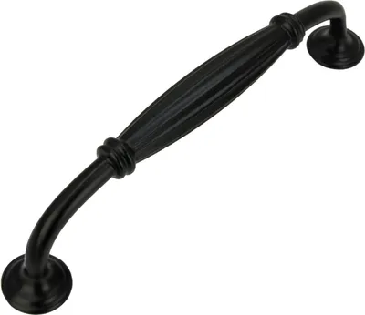 Image de Poignée de meuble élégante en aluminium noir de 96 mm pour les meubles de cuisine - Design classique avec finition mate et grande durabilité