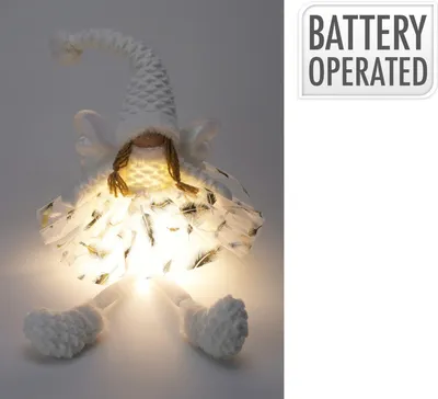 Produktbild von Weißer LED Engel 60 cm batteriebetrieben für festliche Weihnachtsdekoration