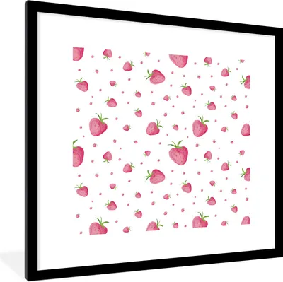 Produktbild von MuchoWow® Gerahmtes Poster Erdbeere - Aquarell - Schablonen 40x40 cm - Poster mit Schwarzem Bilderrahmen Wandposter Rahmen Foto Bilder - Poster - Plakat im Rahmen