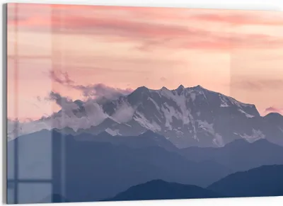 Produktbild von DEQORI Glasbild Echtglas 90x60 cm 'Alpenabendglanz' Wandbild Bild modern Deko