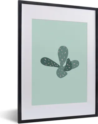 Produktbild von MuchoWow® Gerahmtes Poster Sommer - Kaktus - Blau 30x40 cm - Poster mit Schwarzem Bilderrahmen Wandposter Rahmen Foto Bilder - Wandposter Schlafzimmer