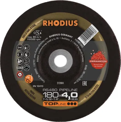 Produktbild von RHODIUS Schleifscheibe RS480 PIPELINE 180 x 4,0 x 22,23 TOPline 212084