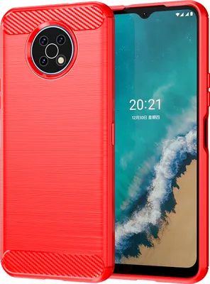 Produktbild von Nokia G50 Hülle, Carbon-Faser TPU Silikon Stoßfest Schutzhülle für Nokia G50 Rot